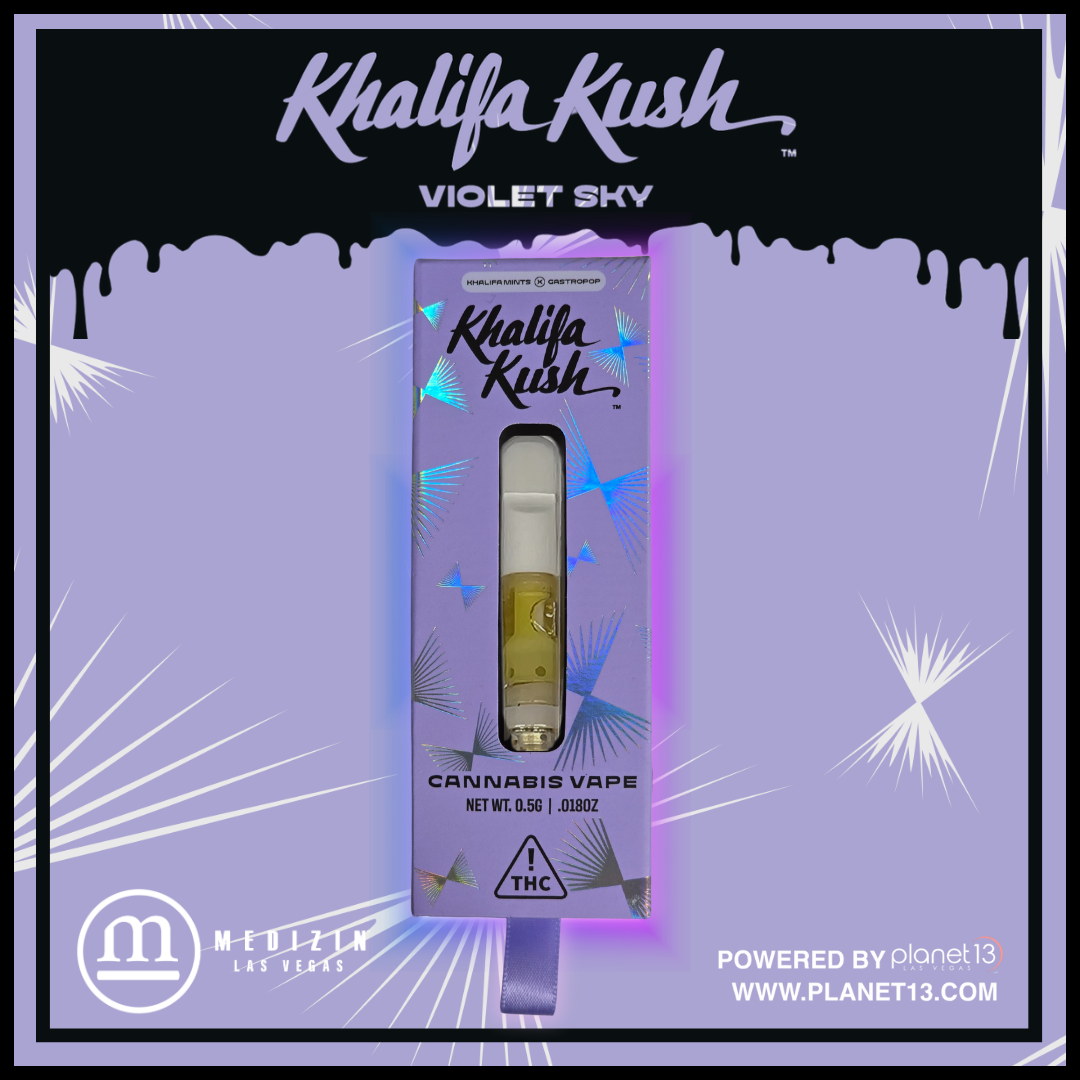 Photograph of product: Khalifa Kush Violet Sky .5g Live Resin Vape Cartridge