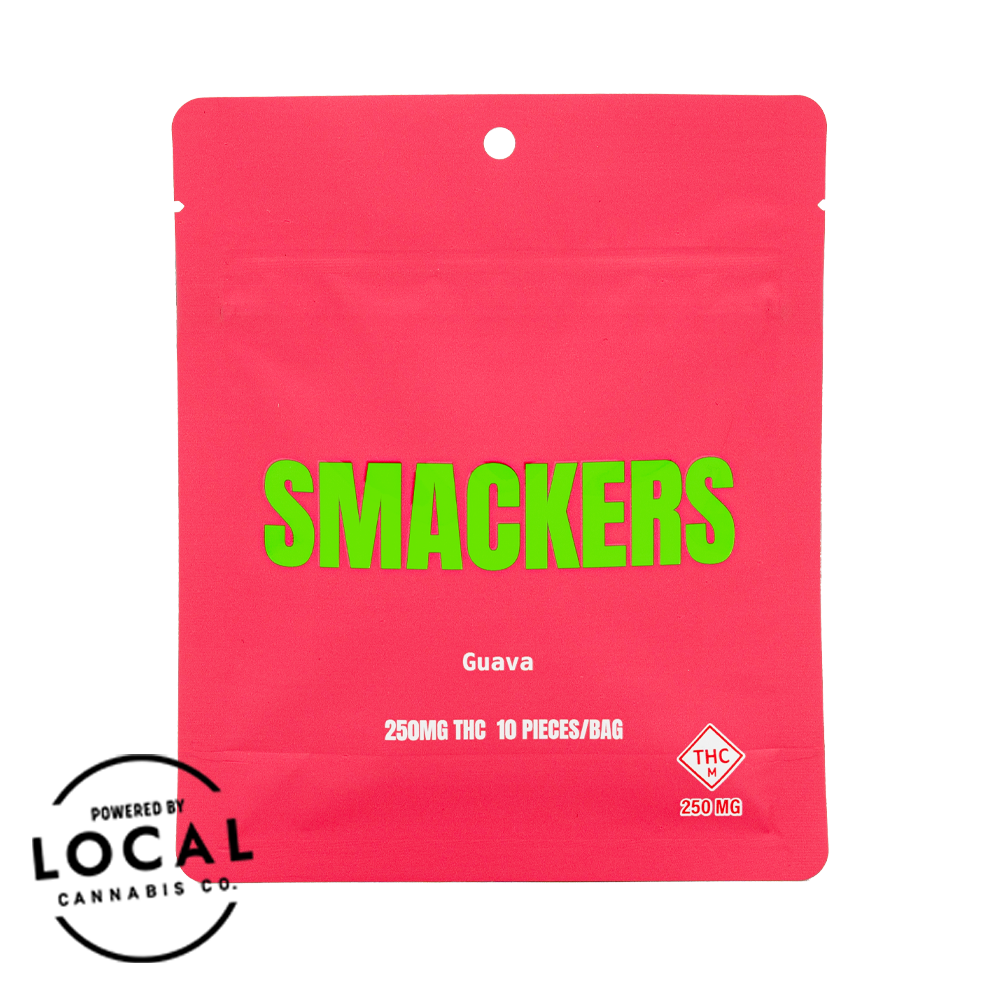 Photograph of product: SMACKERS - GUMMIES - 250MG - 10PK - GUAVA - HYBRID