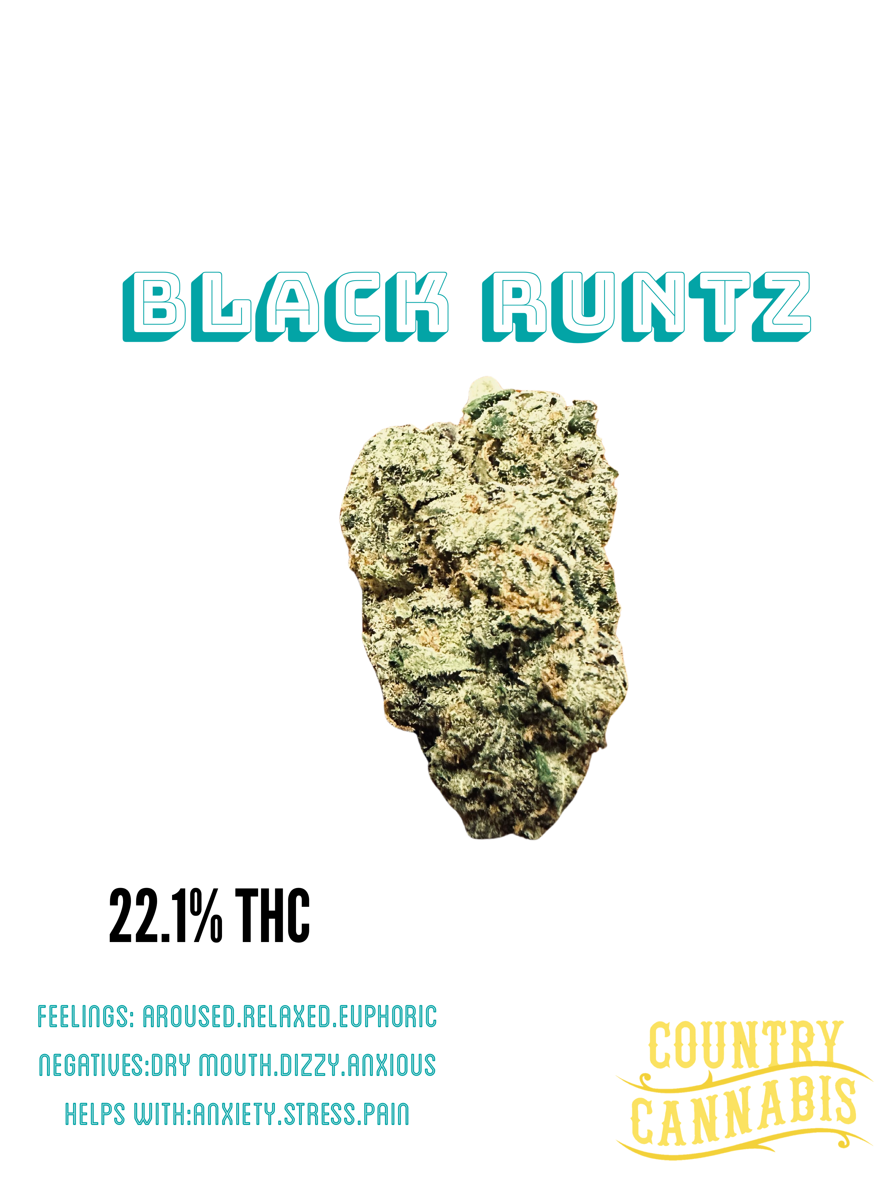 Photograph of product: Country Oui'd | 3.5g Jar Indoor | Black Runtz