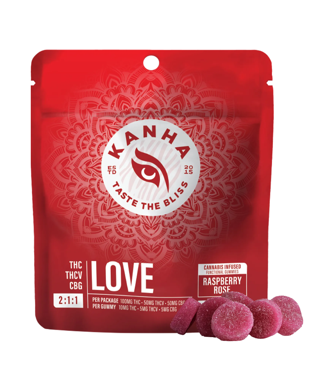 Photograph of product: Gummies | KANHA FX | Love - Raspberry Rose [2:1:1 THC/THCV/CBG] [10pk]