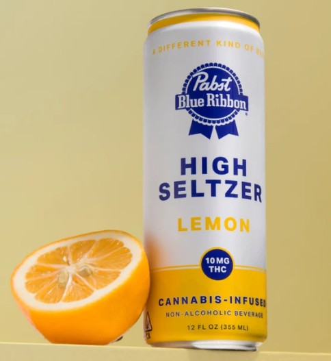 Photograph of product: PABST BLUE RIBBON HIGH SELTZER LEMON HYBRID 10MG