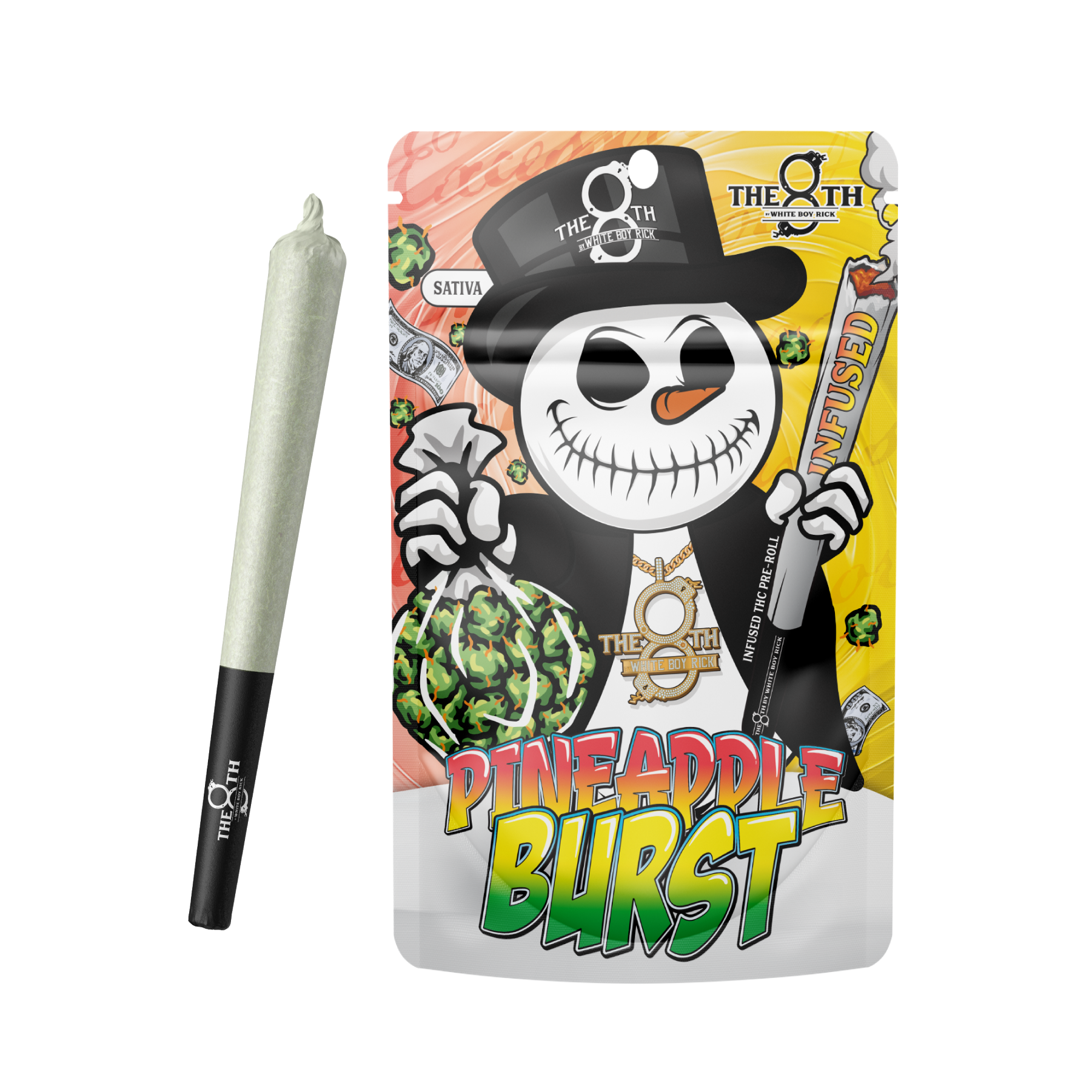 Photograph of product: The 8th By White Boy Rick Pineapple Burst Infused Preroll Rec