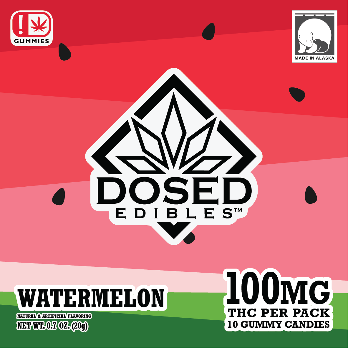 Photograph of product: Dosed Edibles Gummies | Watermelon | 100mg | 10pk