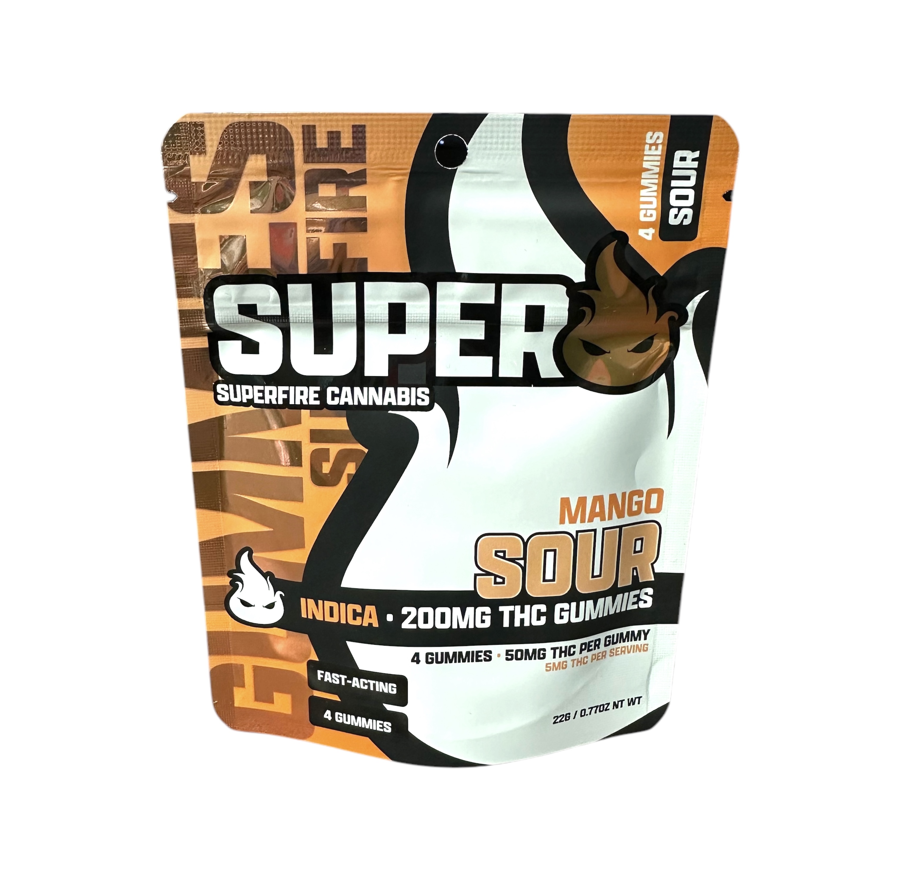 Photograph of product: Superfire Sour Mango Gummies 200mg Rec