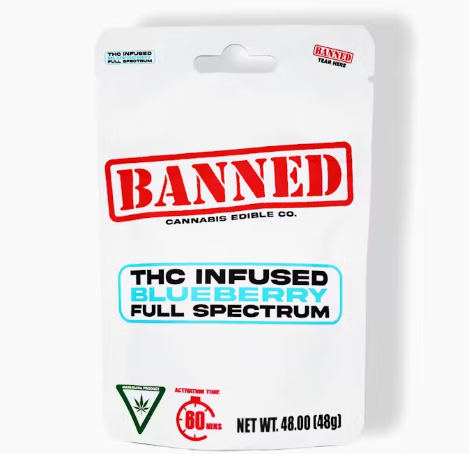 Photograph of product: Banned - Gummies - Blueberry  200mg - 4pk