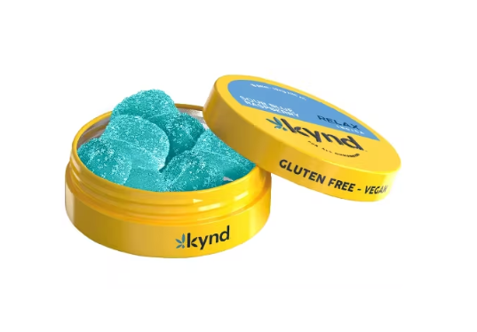 Photograph of product: Relax Sour Blue Raspberry Gummies 100mg (10-Pack | 10mg Each)