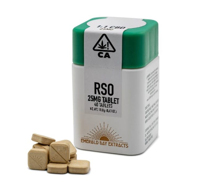 Photograph of product: Sunday Rose 1:1 CBD 25mg RSO Tablets - Tablets