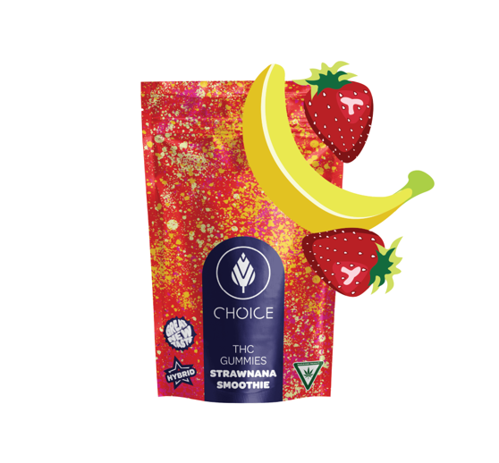 Photograph of product: Choice Chews - Strawnana Smoothie - Gummies - 100mg - Hybrid