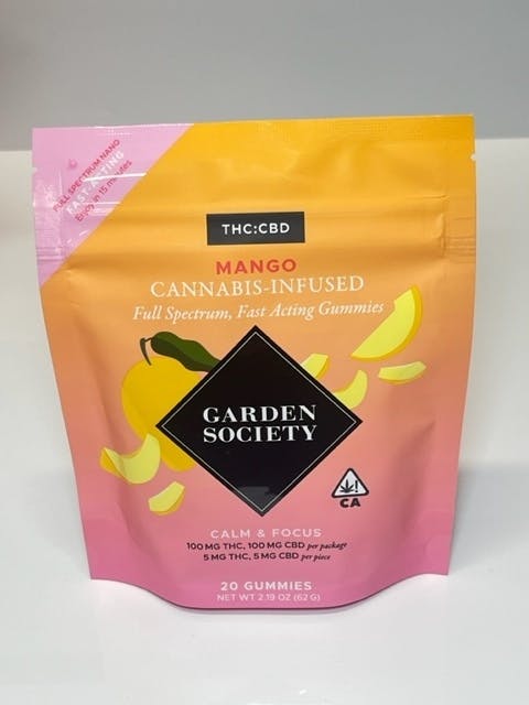 Photograph of product: Garden Society Mango 1:1 CBD Gummies 100mg
