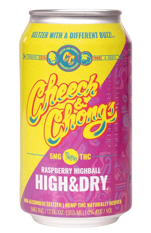 Photograph of product: Cheech & Chong's High & Dry Raspberry Highball TH-oui Seltzer 5mg 1pk