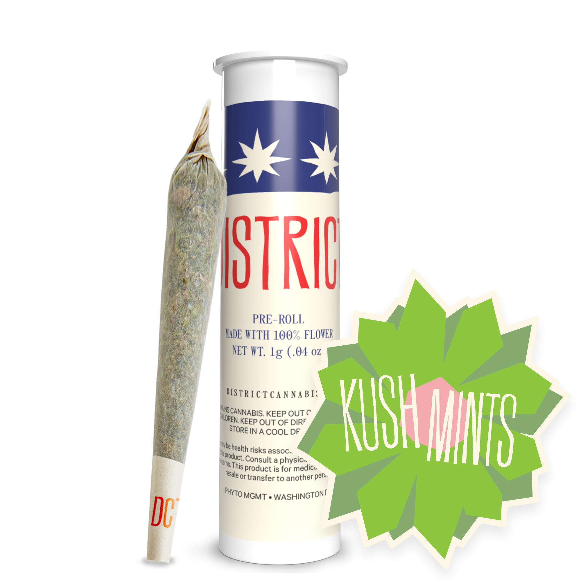 Photograph of product: District Oui'd | Kush Mints | Pre-Roll | 1g