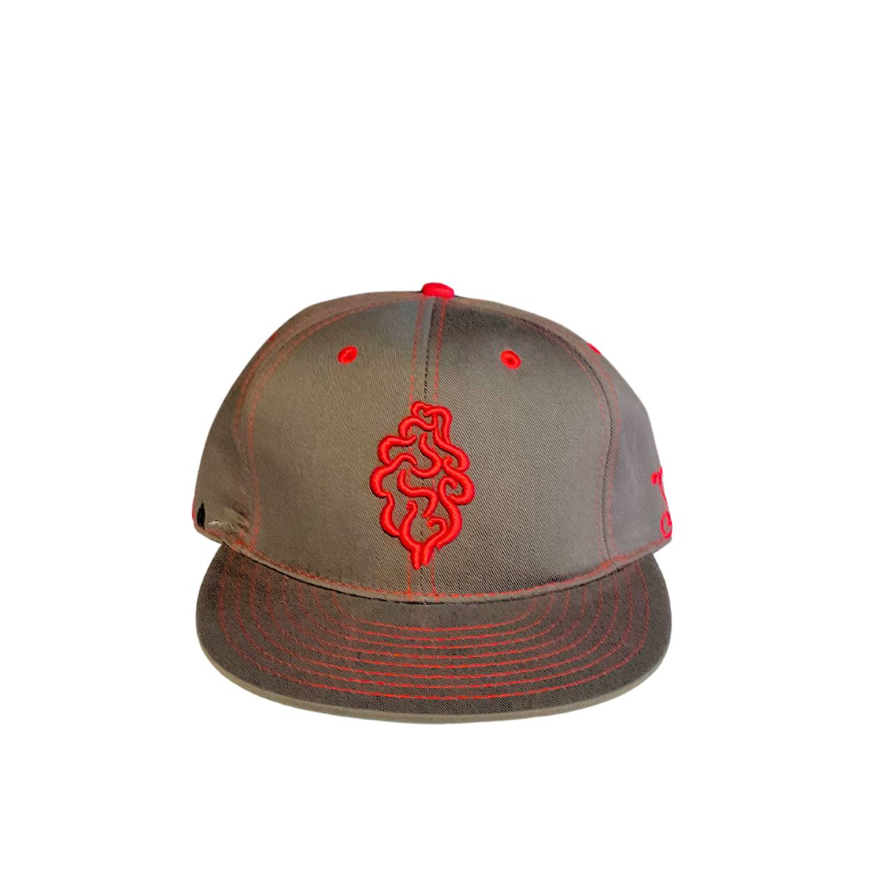 Photograph of product: Tree Shurts x Grassroots California Tree Logo Fitted Hat w/ Stash Pocket - Grey/Red (7.125")