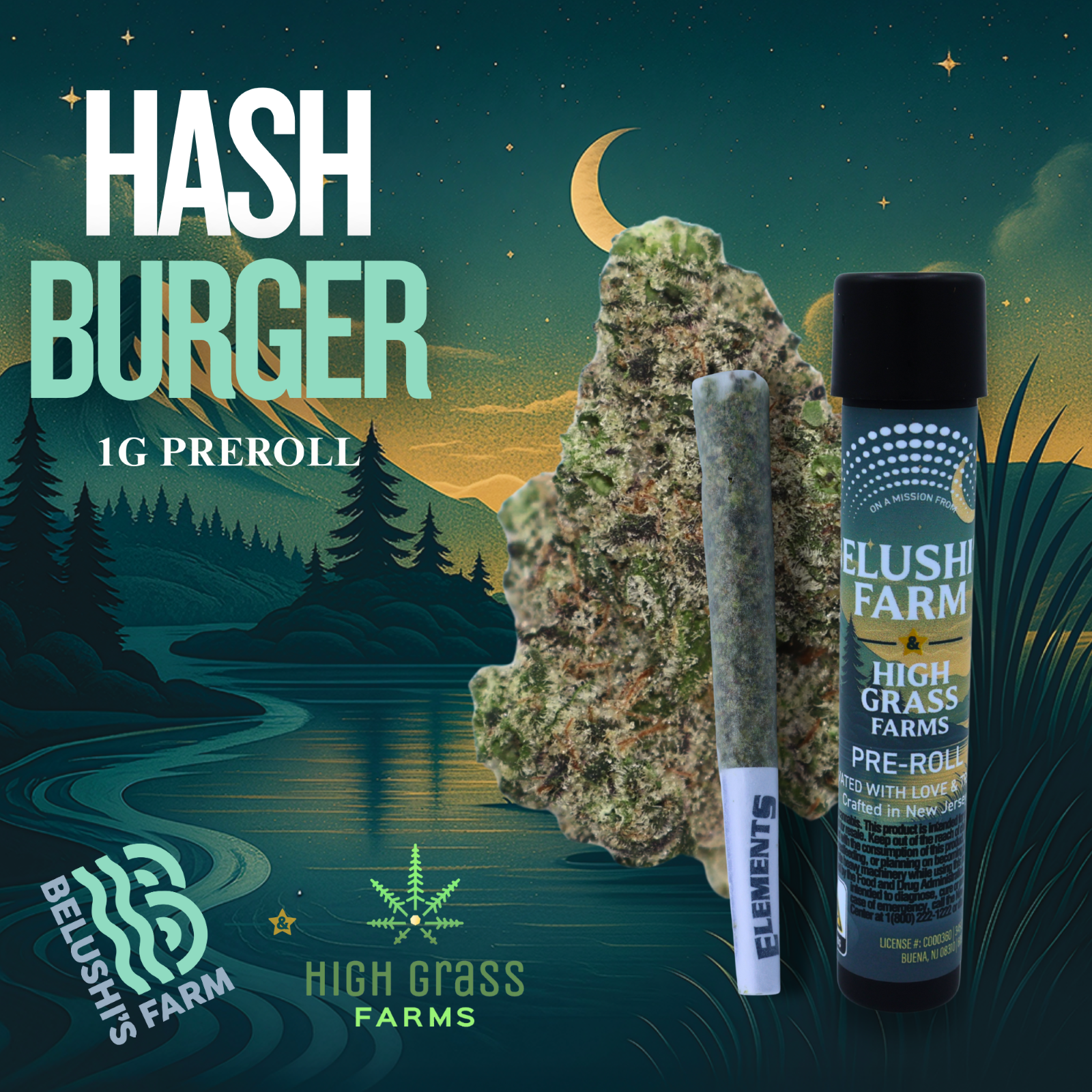Photograph of product: Belushi's Farm | Hashburger (I-H) Pre Roll | 1g