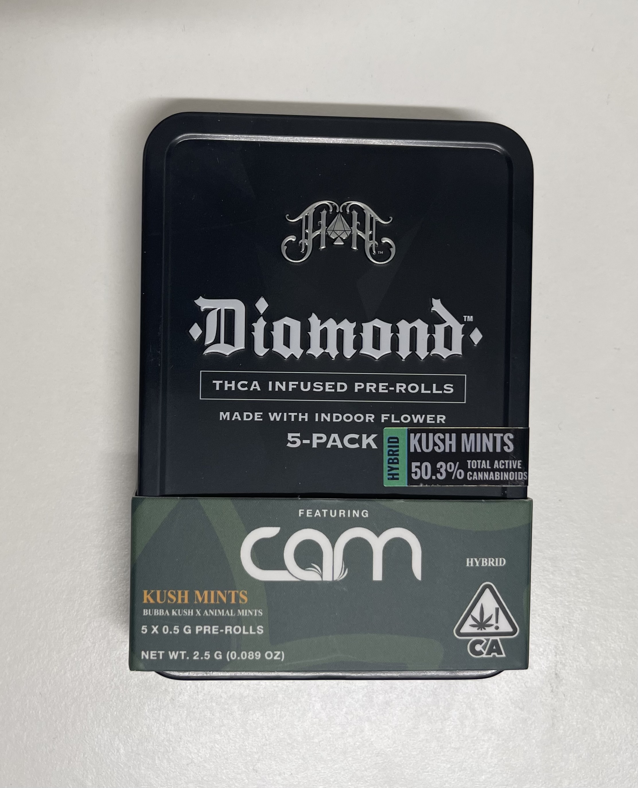 Photograph of product: KUSH MINTS DIAMOND TH-ouiA INFUSED PREROLLS 5-PACK