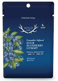 Photograph of product: WYLD ONES - EDIBLE GUMMY - 100MG - TH-oui:CBN - SOUR BLUEBERRY