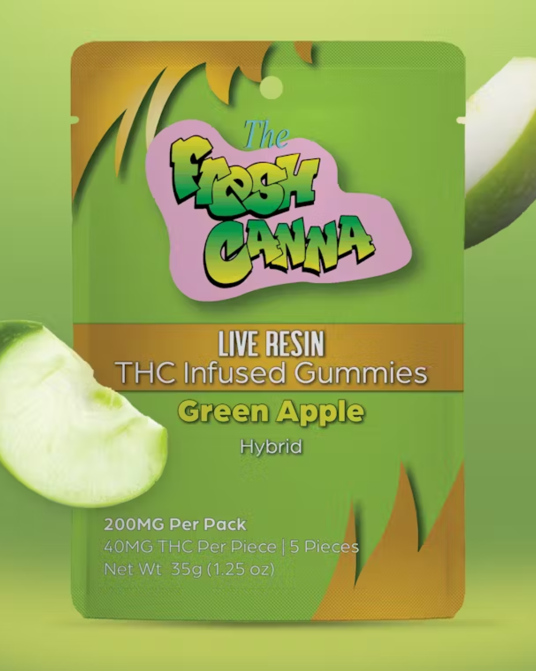 Photograph of product: Fresh Canna | Green Apple | Live Resin Gummies | 200mg