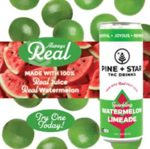 Photograph of product: Watermelon Limeade Sparkling Water l 5mg - Pine + Star