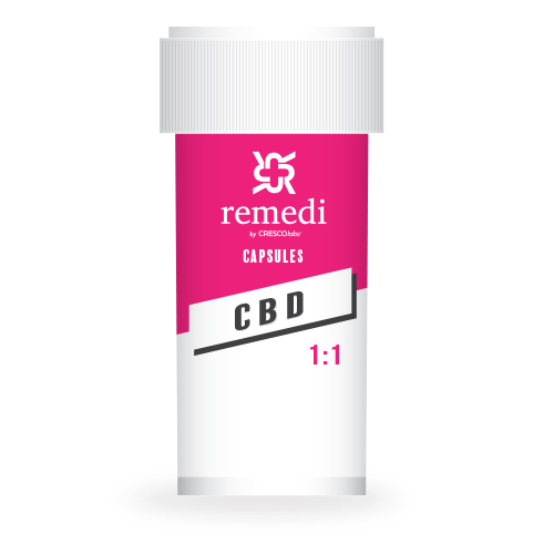 Photograph of product: 1:1 TH-oui:CBD | 5mg/5mg Capsules | 20pk