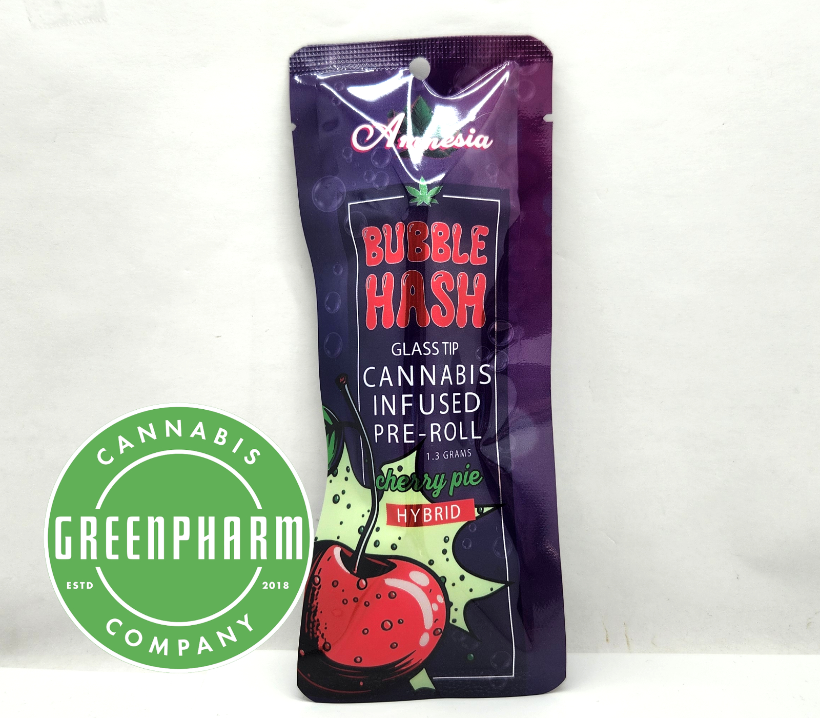 Photograph of product: Infused Pre-Roll | Amnesia | Cherry Pie Bubble au chocolat Infused | 1.3g