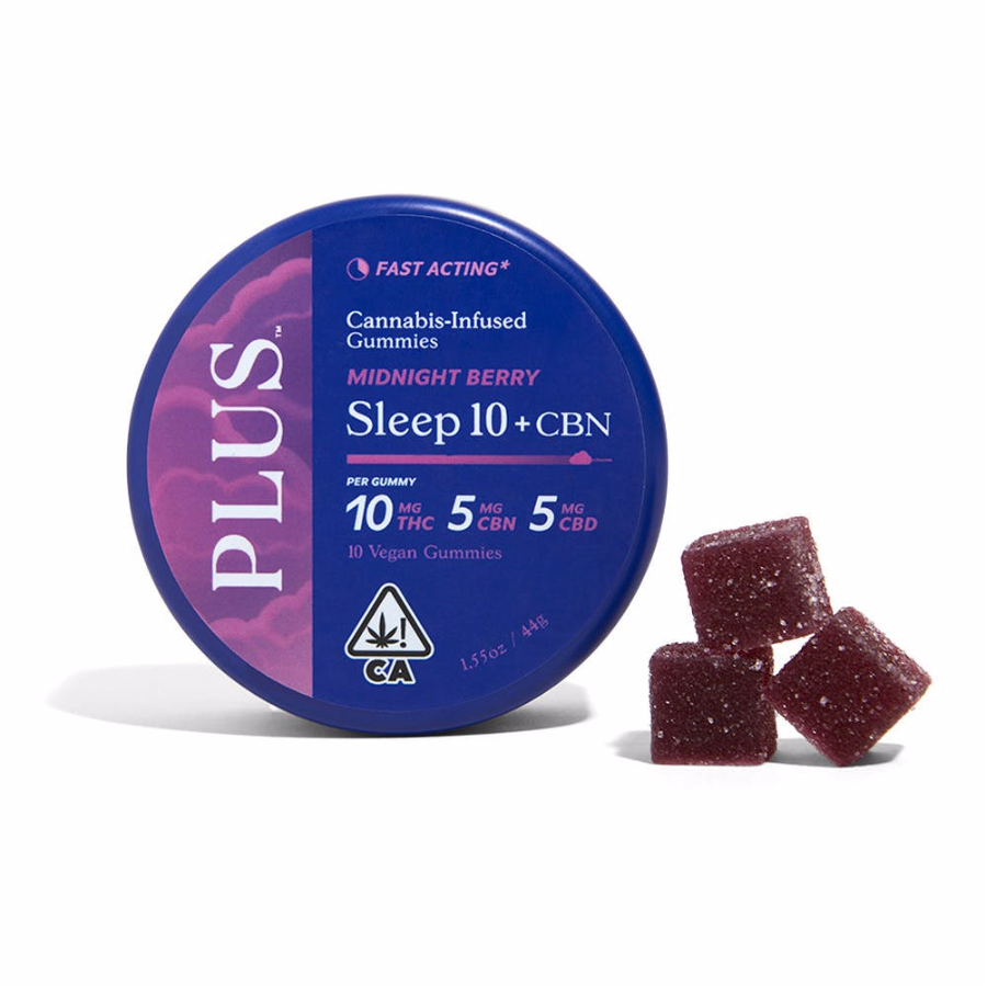 Photograph of product: Plus Gummies Vegan TH-oui/CBN/CBD Sleep Midnight Berry 200mg