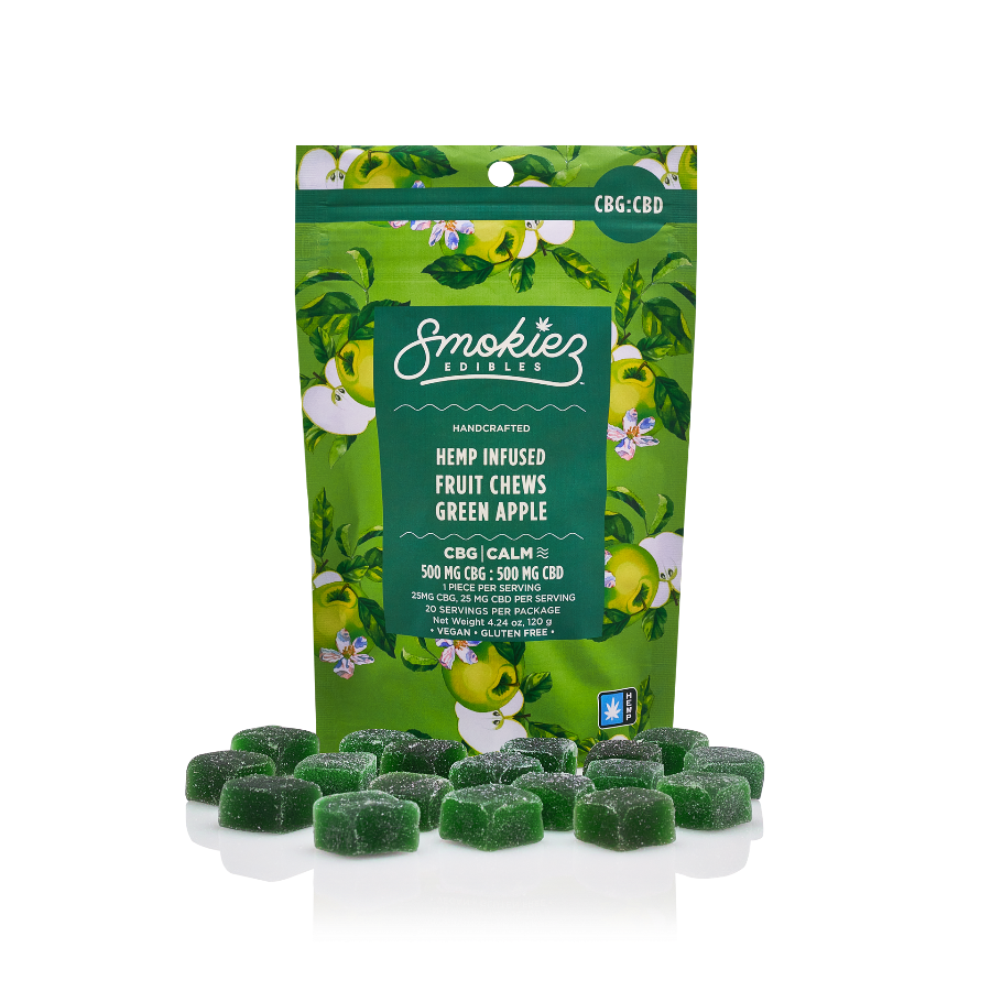 Photograph of product: Smokiez - Sweet Green Apple Hemp CBD:CBG - Gummies 500mg