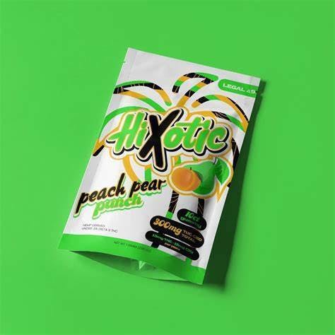 Photograph of product: Delta 8 Peach Pear Gummies/HiXotic
