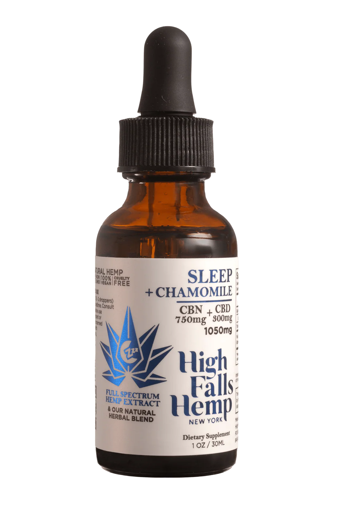 Photograph of product: Oral Liquids | High Falls Hemp | Sleep + Chamomile CBN & CBD Hemp Tincture | 1050mg