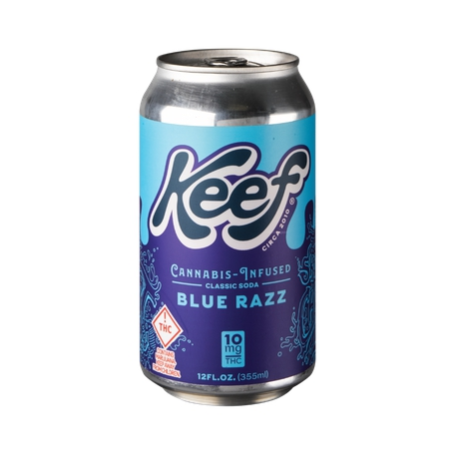 Photograph of product: Keef Cola (H) Blue Razz Cannabis Infused Soda 10mg
