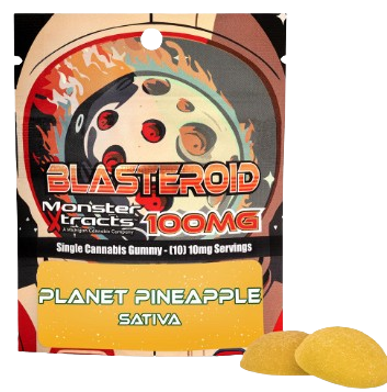 Photograph of product: Monster Xtracts - 100mg Blasteroid Gummy - Planet Pineapple Oui'd