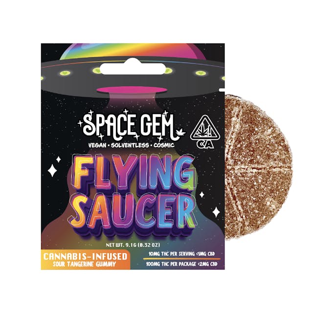 Photograph of product: Sour Tangerine Gummy - Flying Saucer - 100mg - 