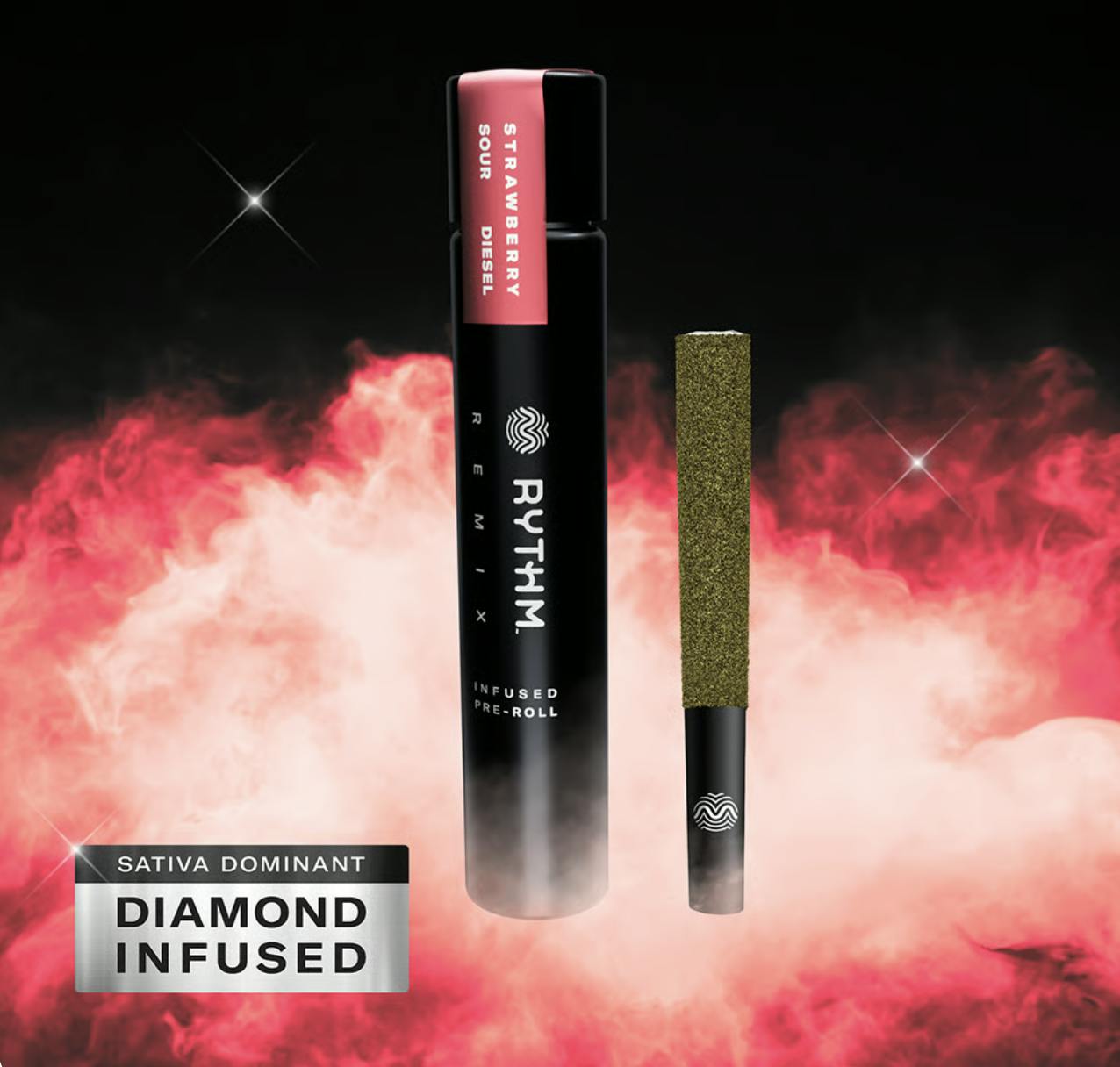 Photograph of product: Rythm REMIX Strawberry Sour Diesel Infused Preroll - 1g