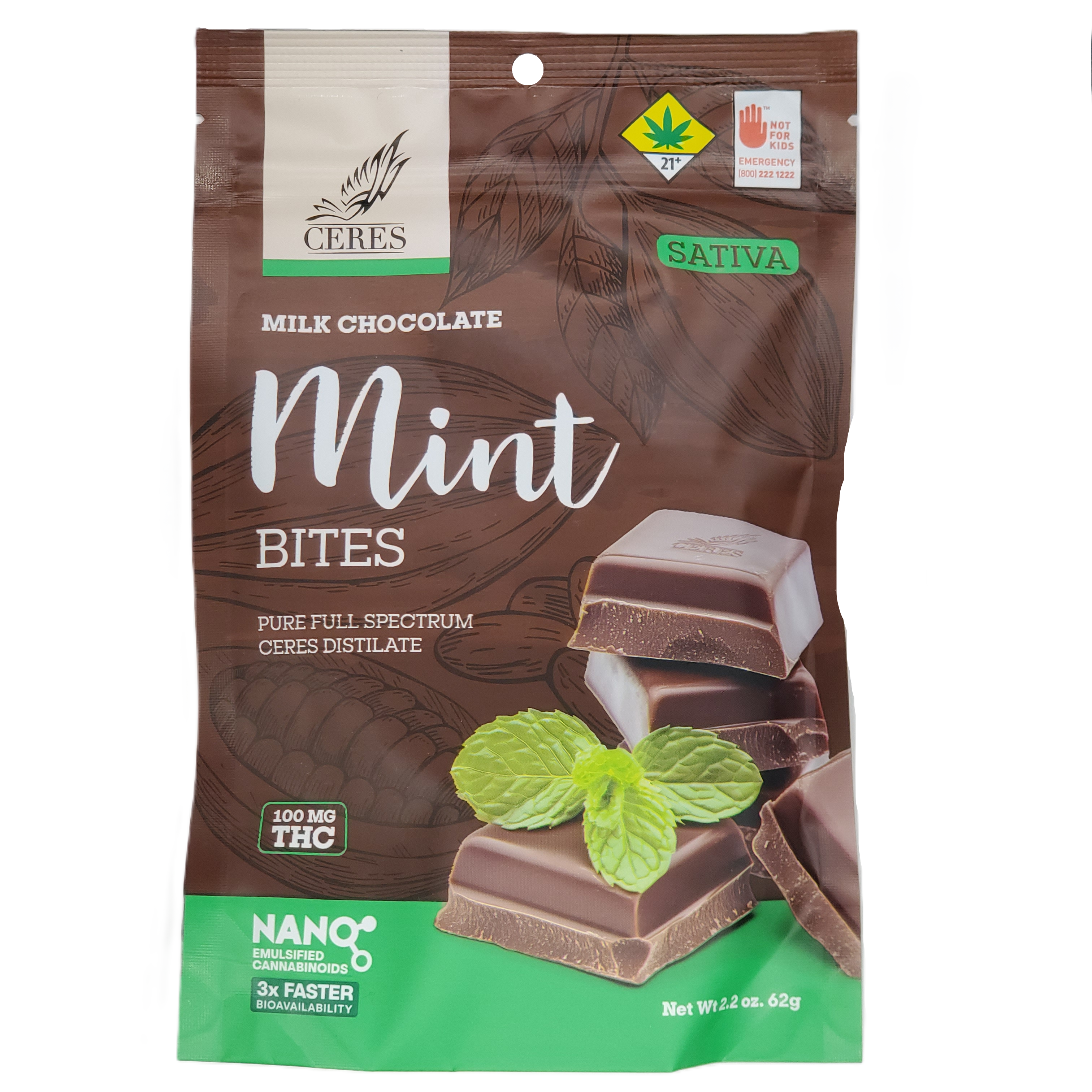 Photograph of product: Ceres Chocobites Oui'd Mint 10pk 100mg