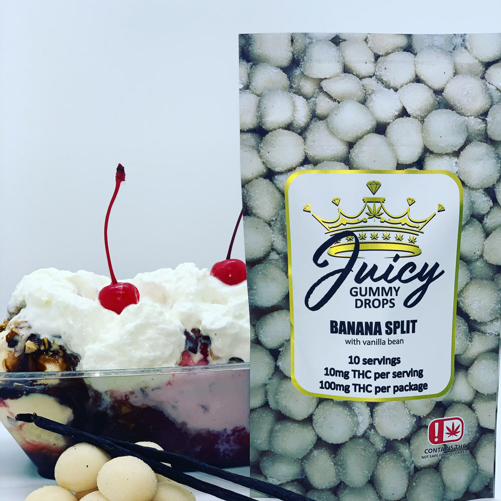 Photograph of Product: Juicy Gummy Drops - Edibles - Banana Split - 75mg