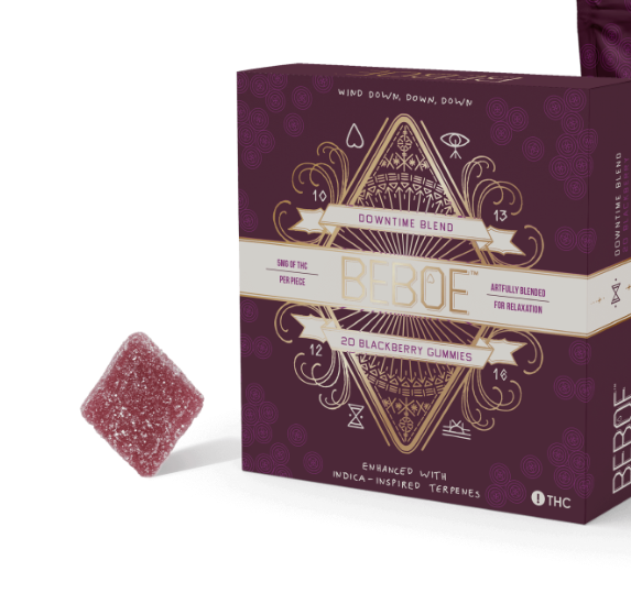 Photograph of product: "Downtime" Blackberry 1:1 [5mg CBD : 5mg TH-oui] Gummies || Beboe
