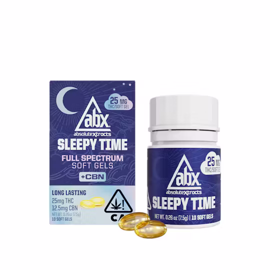 Photograph of product: ABX - Sleepy Time Soft Gels 250mg THC:CBN 125mg