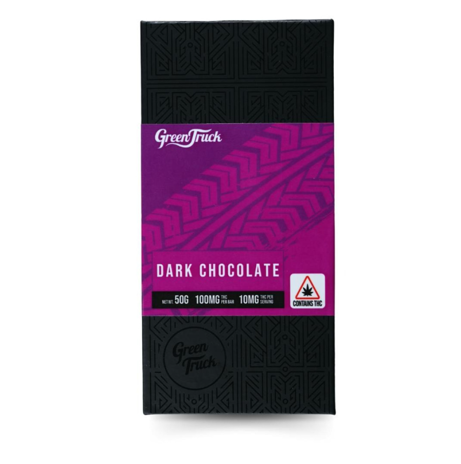 Photograph of product: Green Truck | Dark | Chocolate Bar | 10pc | 100mg