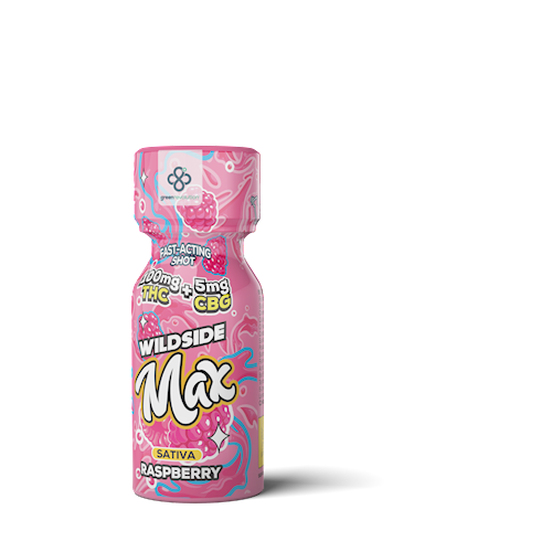 Photograph of product: Wildside | Raspberry MAX | Nano Shot | DOH | 100mg TH-oui : 5mg CBG
