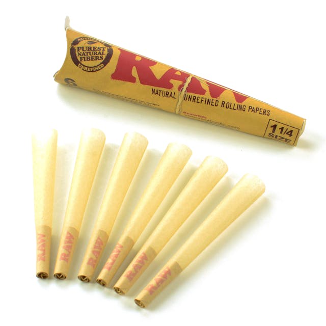 Photograph of product: $3.29 RAW Cones 6 Pack - 6-pack 1 1/4