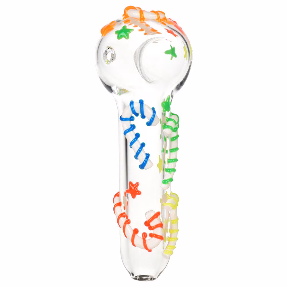 Photograph of product: Neon Candy Cane Glass Spoon Pipe - 5"