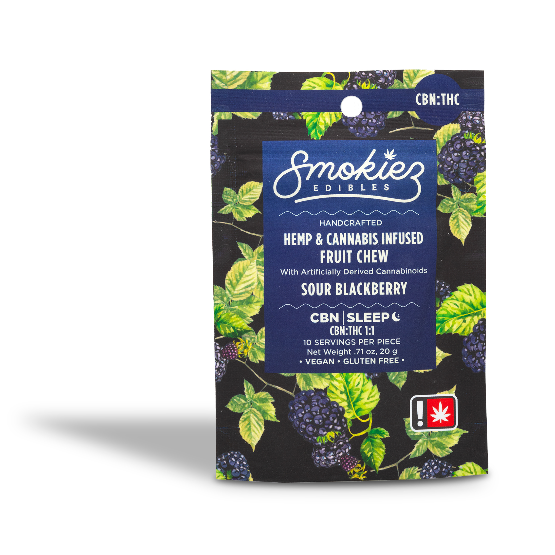 Photograph of product: Smokiez - Sour Blackberry 1:1 TH-oui/CBN Gummies 10pk 100mg - 2.12oz