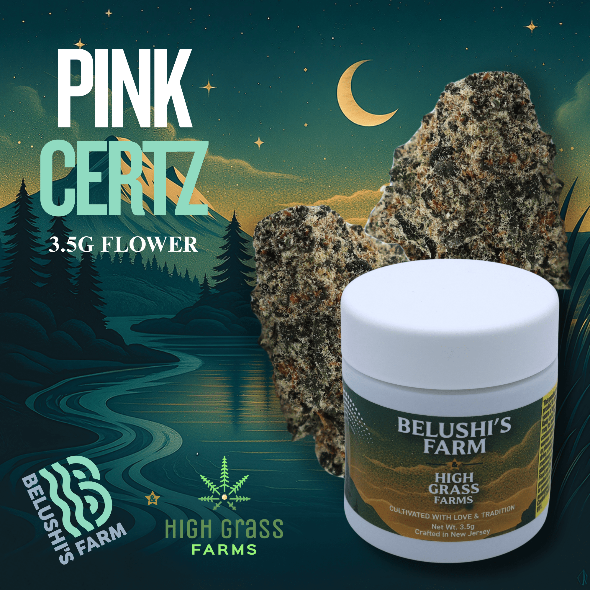 Photograph of product: Belushi's Farms - Pink Certz - Flower - 3.5g