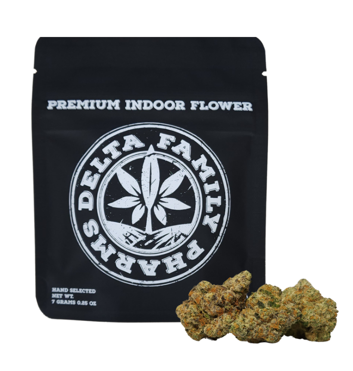 Photograph of product: Delta Family Pharms Indoor 3.5g Eighth - Purple Chemdawg (H)
