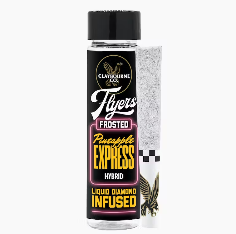 Photograph of product: Claybourne Co Flyers Frosted Pineapple Express Hybrid Infused Preroll 2pk 1g