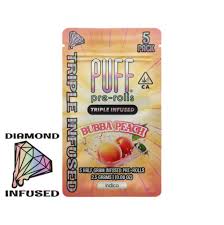 Photograph of product: Puff Diamond Infused Preroll 5pk - Bubba Peach (I)