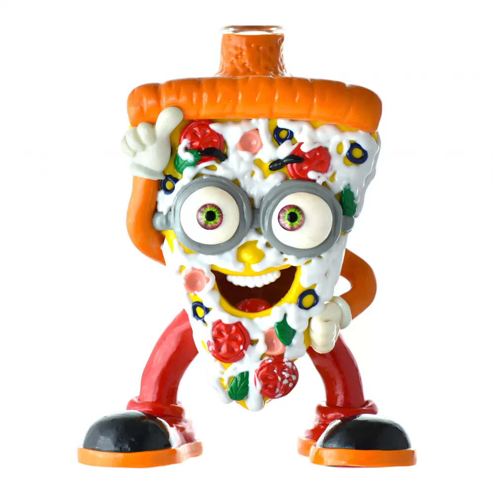 Photograph of product: 6.5" The Slice of High - Cheesy Hits Water Pipe - Glow in the Dark