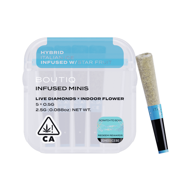 Photograph of product: Italian Ice x Star fruit Live Diamond Infused Pre Rolls | 5 pack