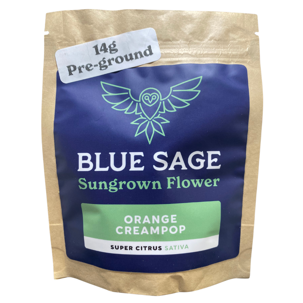 Photograph of product: Blue Sage - Pre-Ground Flower - Orange Creampop 1/2 - 14g
