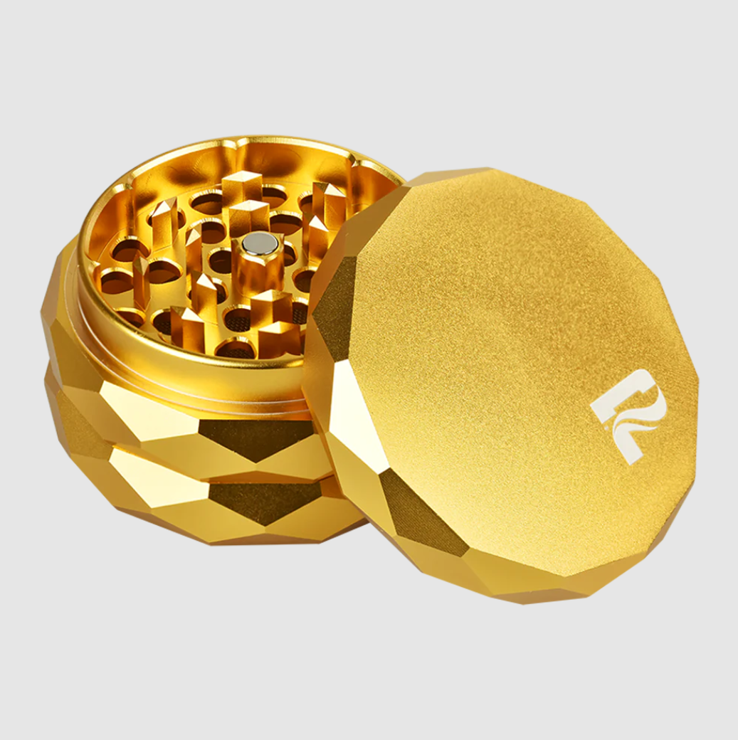 Photograph of product: Diamond Faceted Aluminum Grinder | 4pc | Gold