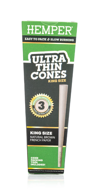 Photograph of product: Accessories | Hemper | Paper Cones | Unbleached - French Brown King Size | 3pk