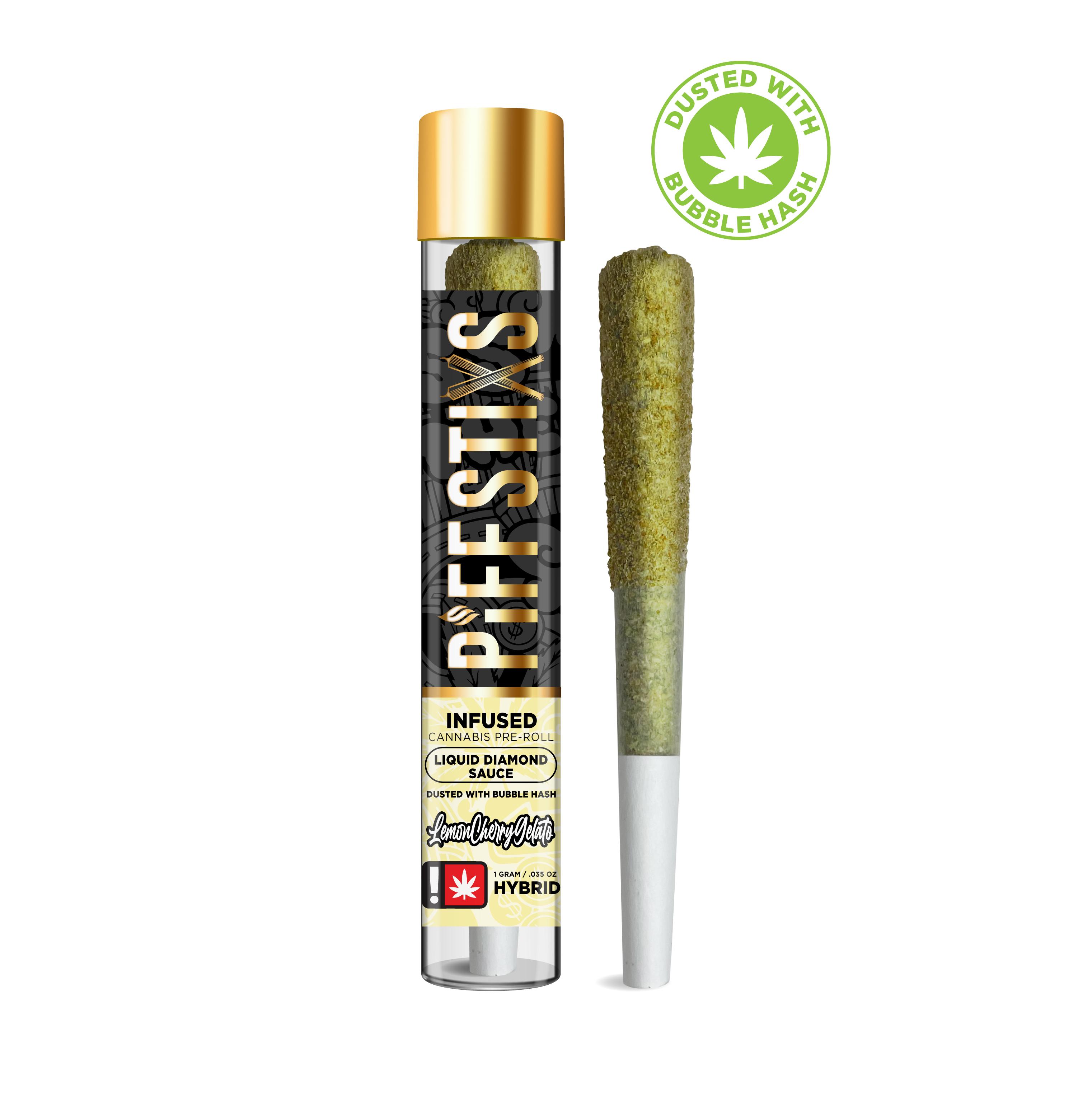 Photograph of product: Piff Stixs 1.1g Sherbet Liquid Diamond Sauce Dusted W/ Bubble au chocolat Infused Pre-Roll